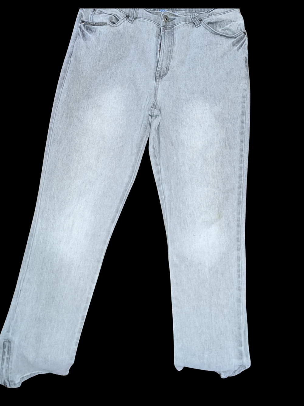 Diane Gilman Gray Denim with Blue Logo Tag